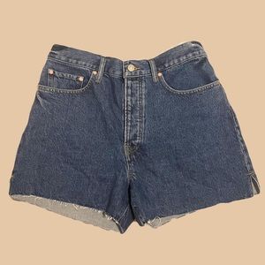 Lucky Brand Jean High Rise Dark Blue Denim Cut Off Shorts Size 12